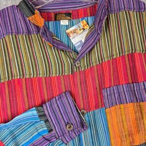 Little Kathmandu Patchwork Shirt Mens 3XL Multicolor Relaxed Hippie Boho Y2K New